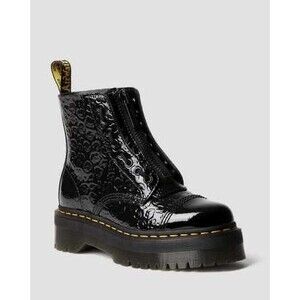 Dr Martens SINCLAIR LEOPARD EMBOSS PATENT LEATHER PLATFORM BOOTS 5